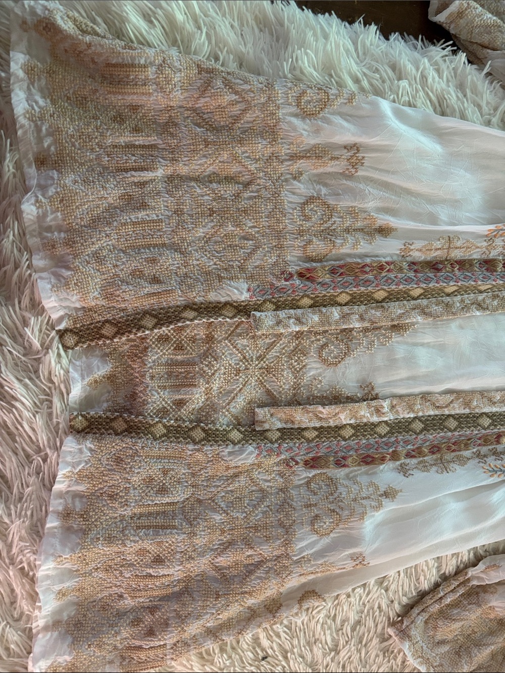 Johnny Was Ivory Sheer Embroidered Kimono with Pink Floral Accents - Picture 6 of 6
